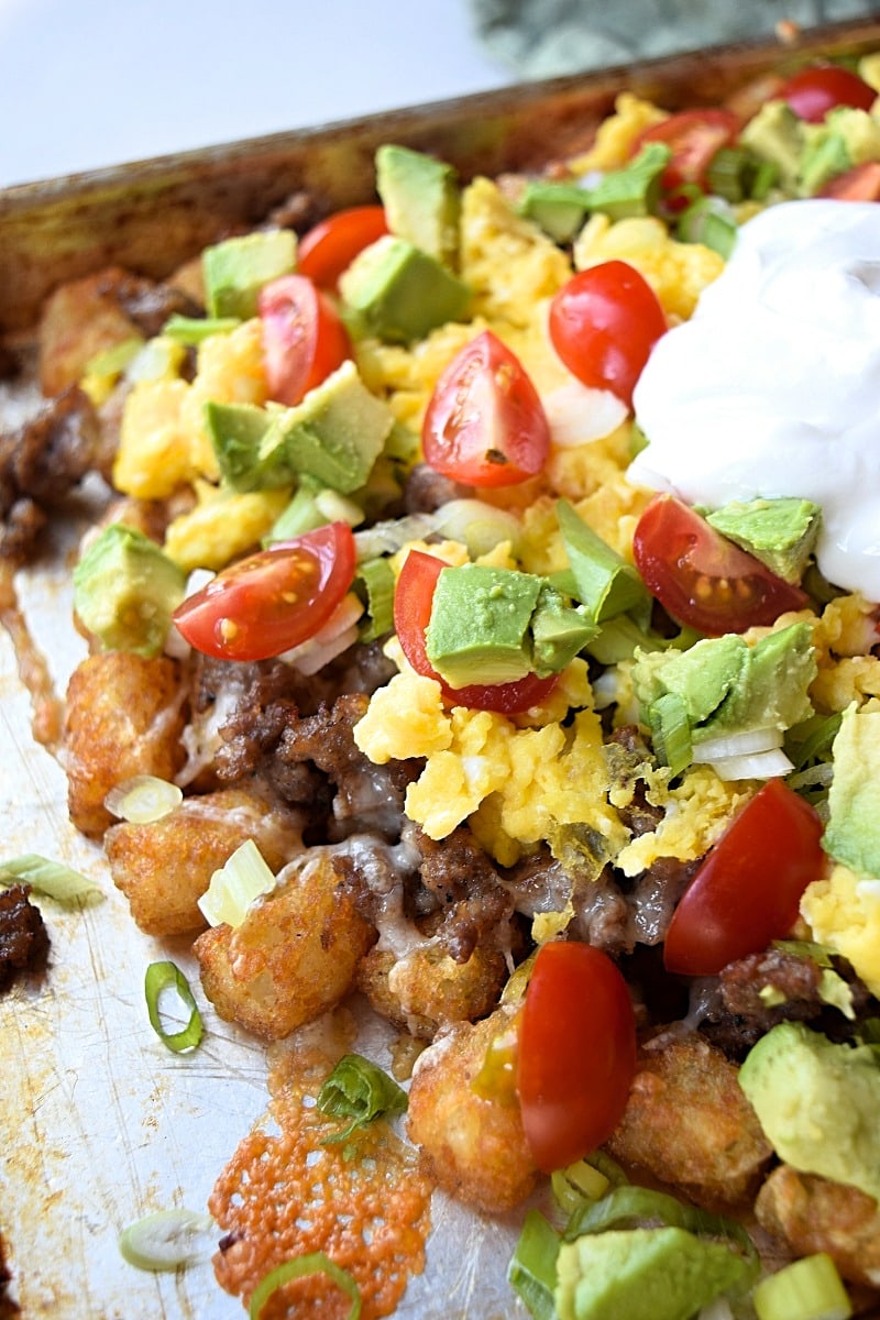 Close up image of breakfast totchos