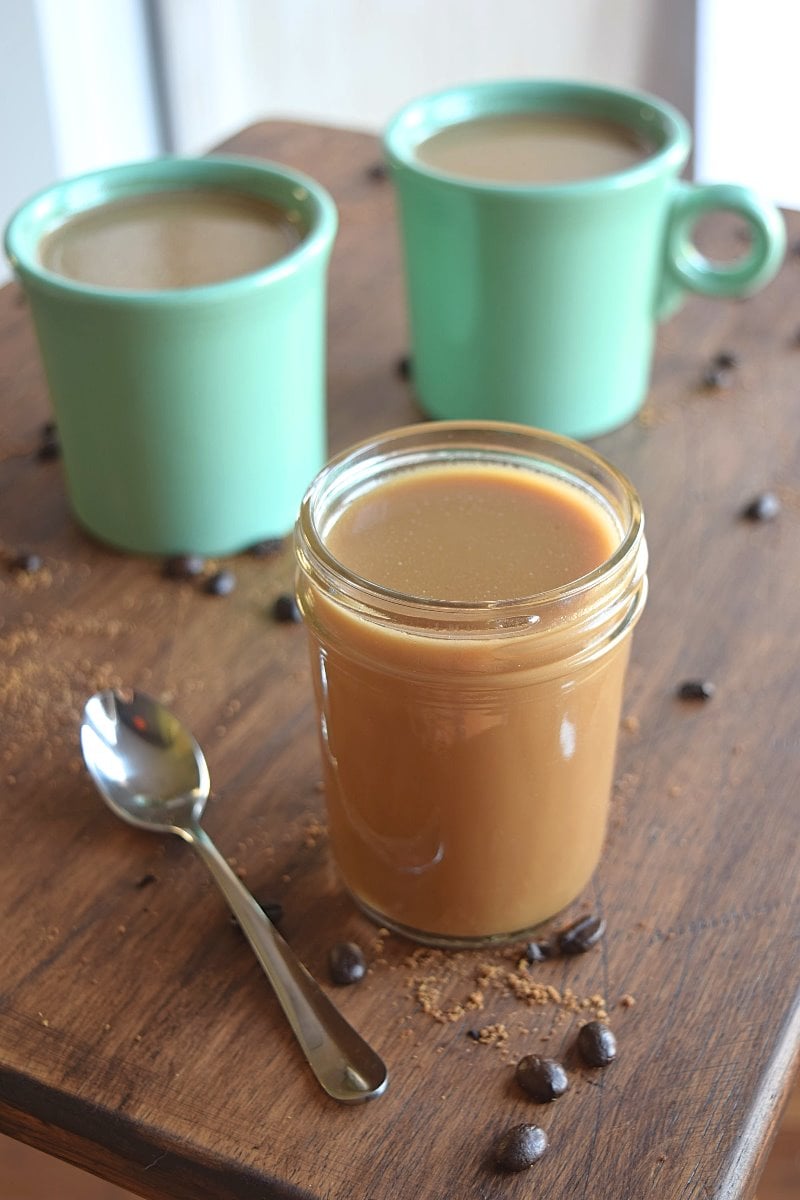 A further out picture of some coconut caramel coffee creamer
