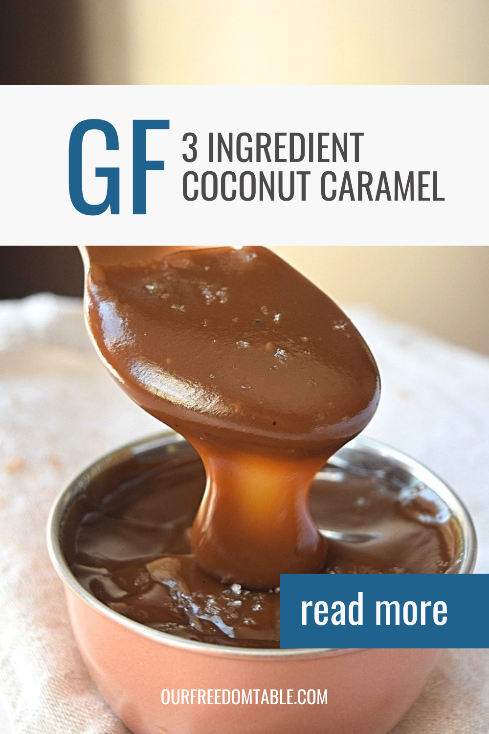 Pin image for gluten free 3-ingredient coconut caramel recipe