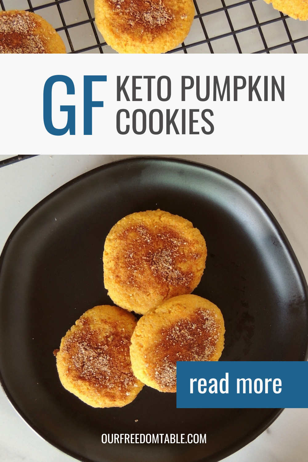 Pin image for gluten free keto pumpkin cookies.