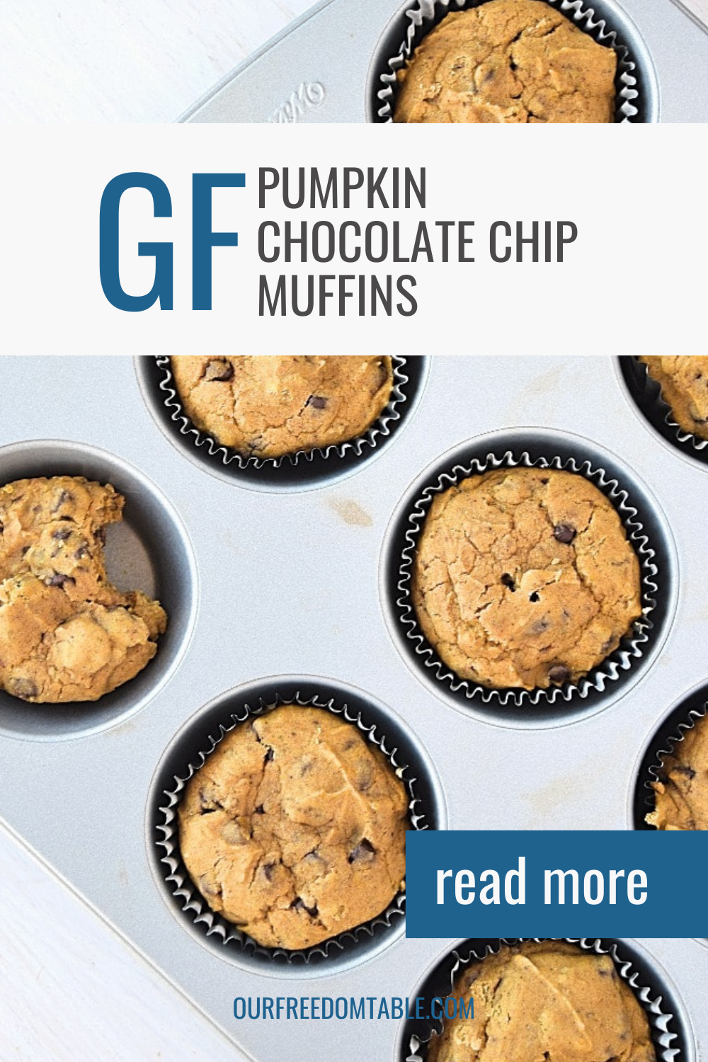 Pin image for gluten free paleo pumpkin chocolate chip muffins