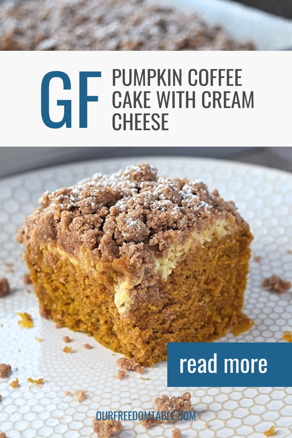 Pin image for gluten free coffee cake with cream cheese
