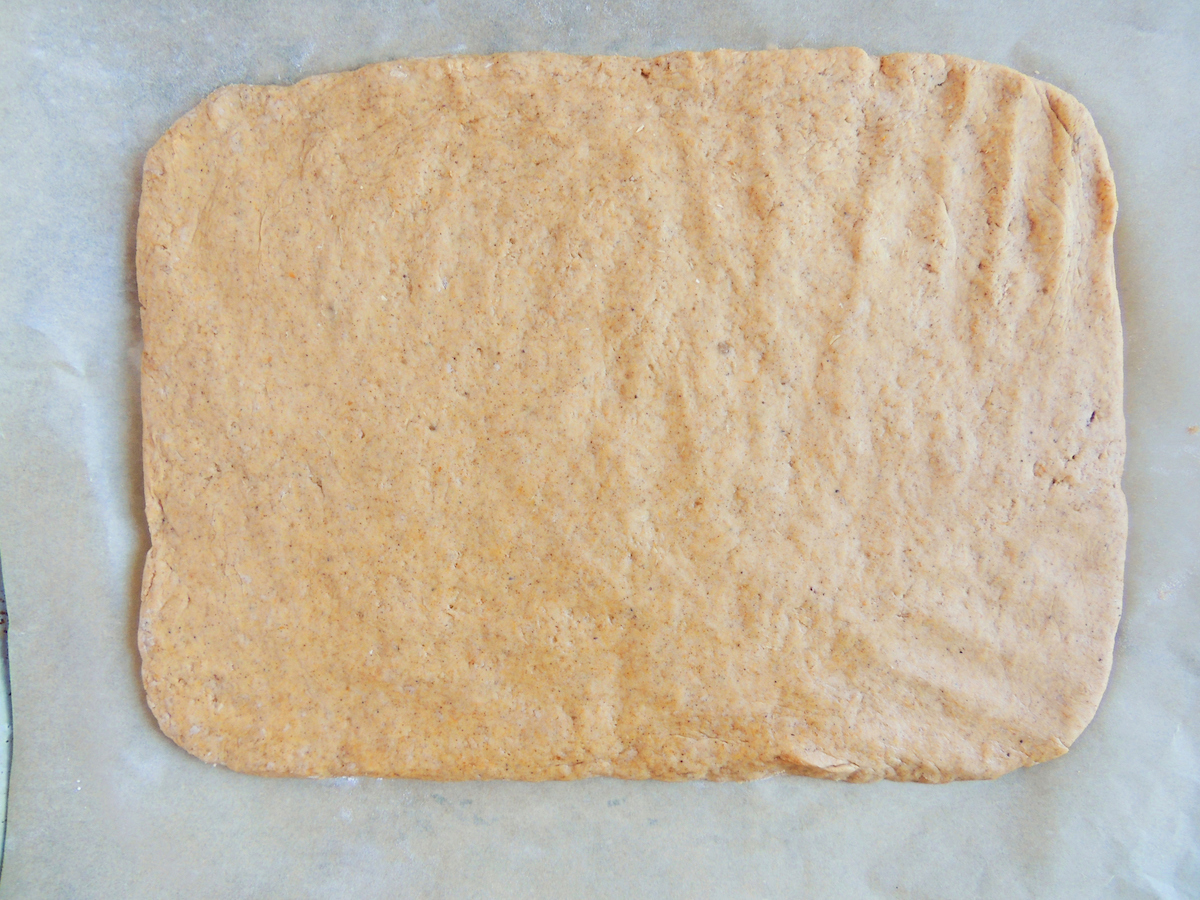 Rolled dough for pumpkin scones
