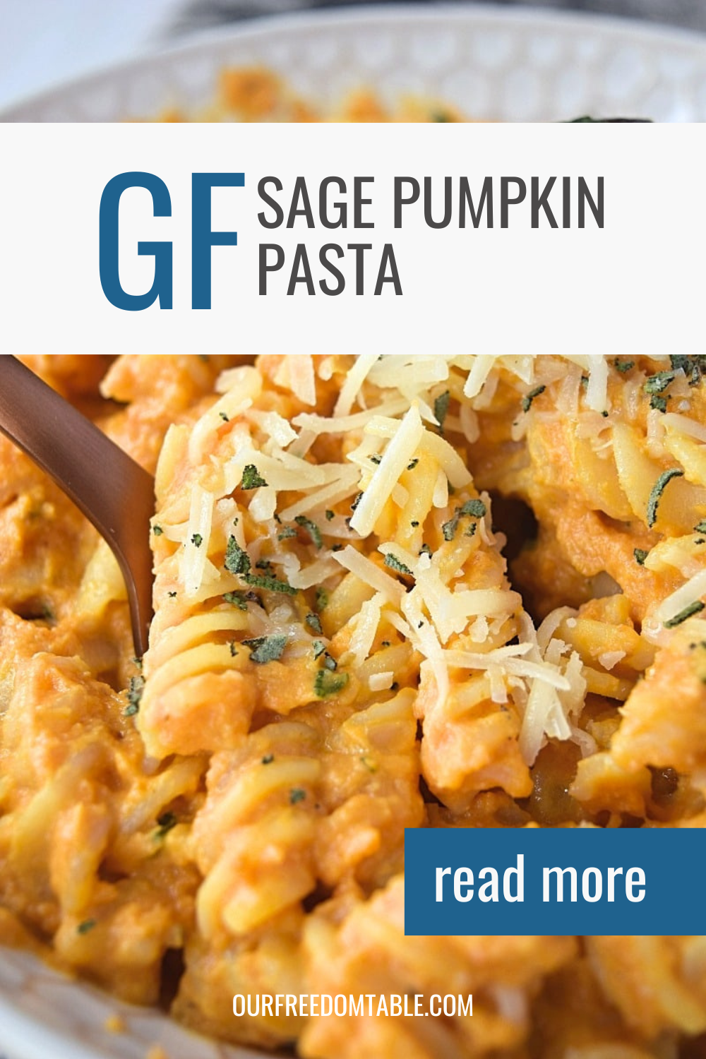 Pin image for the gluten free sage pumpkin pasta post