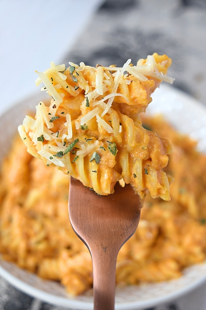 A forkful of sage pumpkin pasta