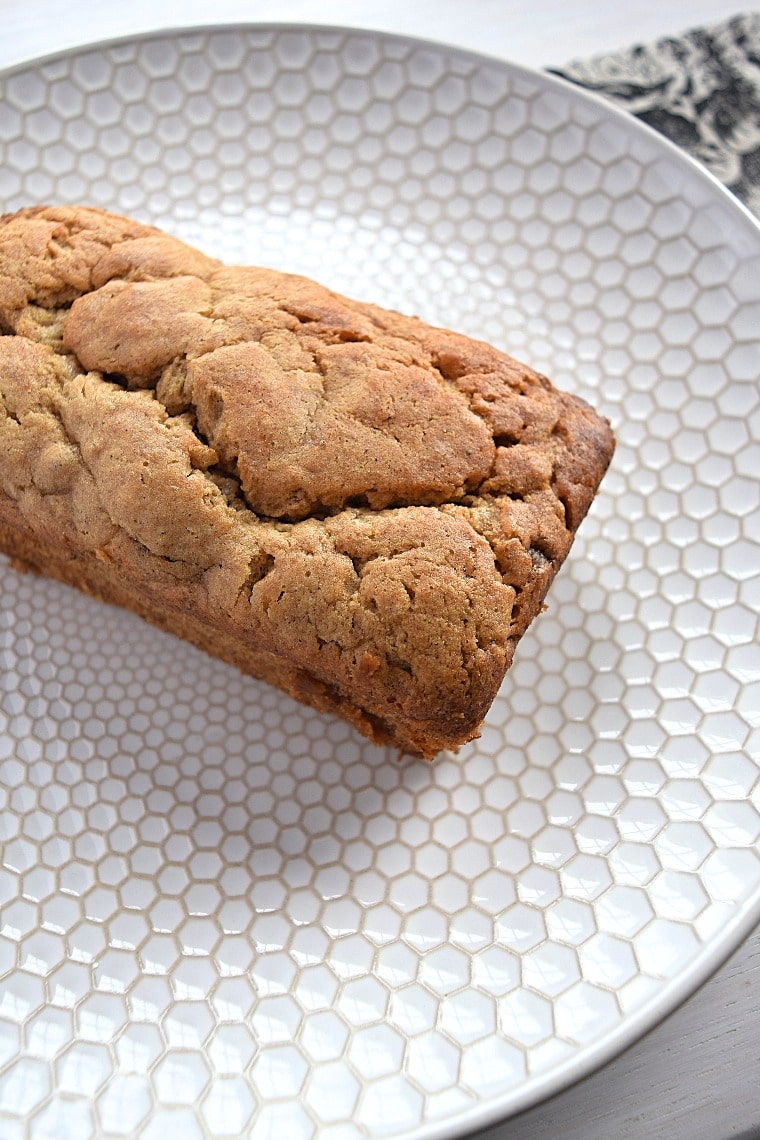 Above image of a loaf of gluten free banana bread