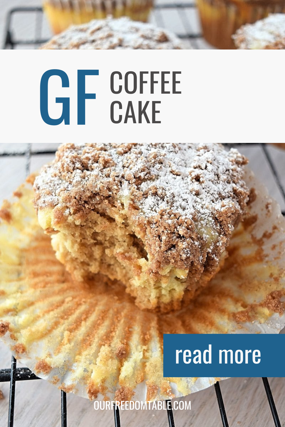 Pin image for gluten free coffee cake blog post
