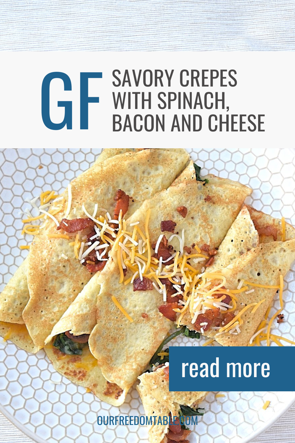Pin image for gluten free savory crepes blog post.