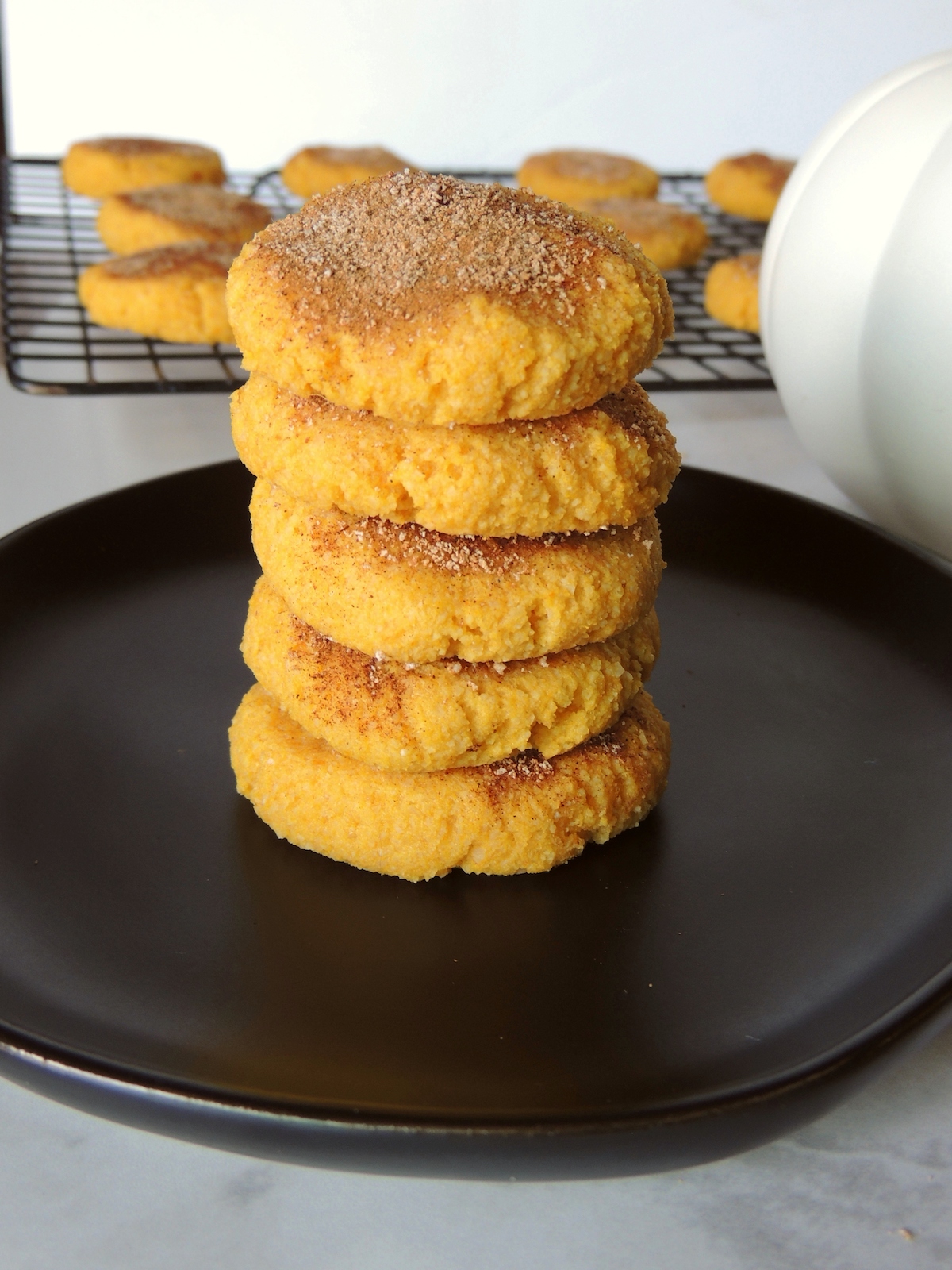 A stack of gluten free pumpkin cookies