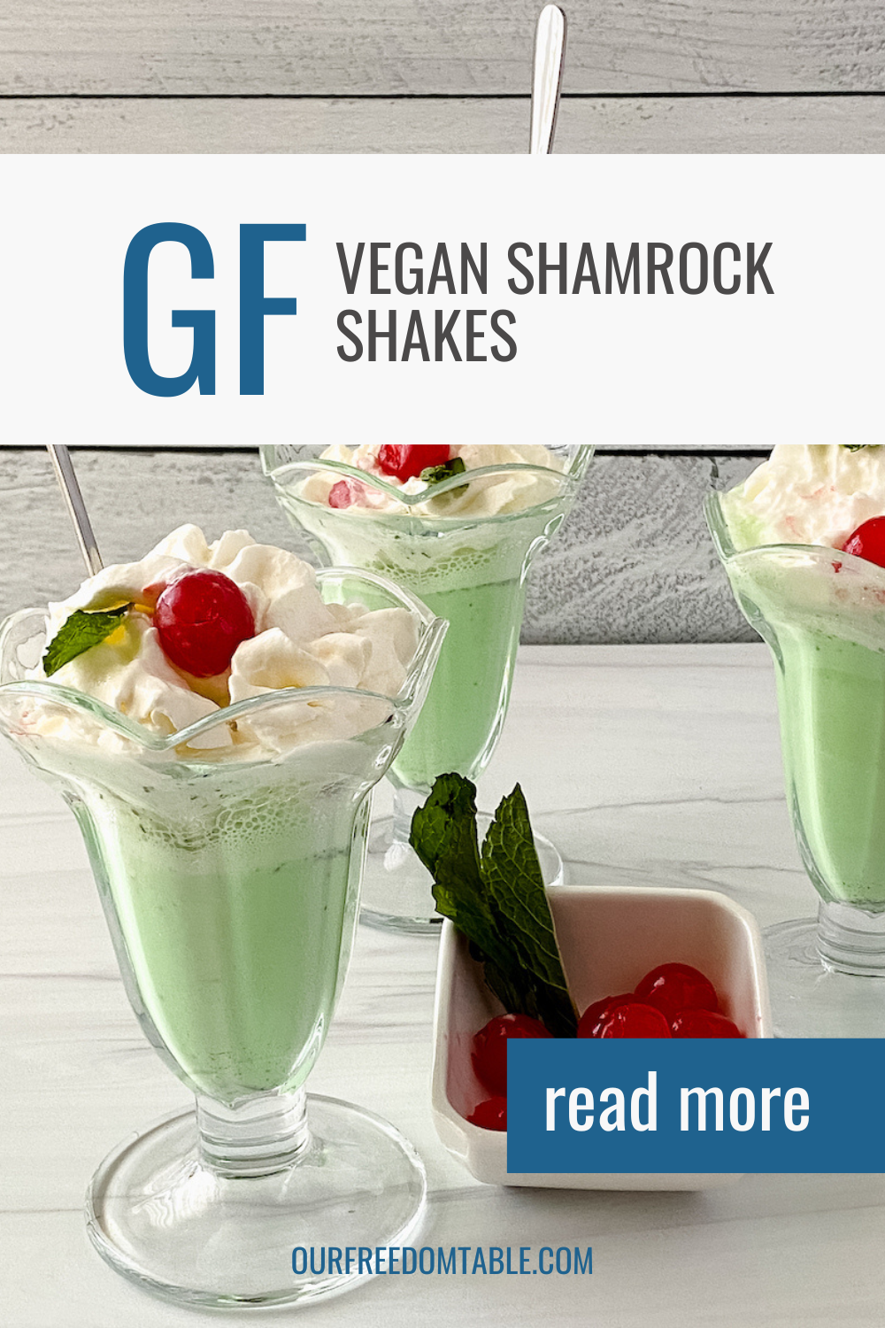 Vegan shamrock shakes pin image.