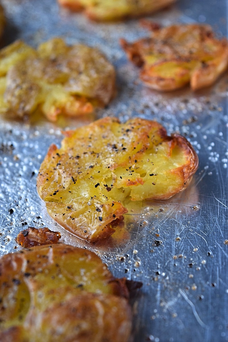 Close up of smashed potato