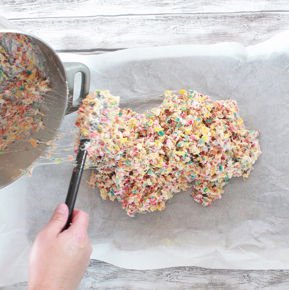 fruity pebble rice crispy treats with big marshmallows