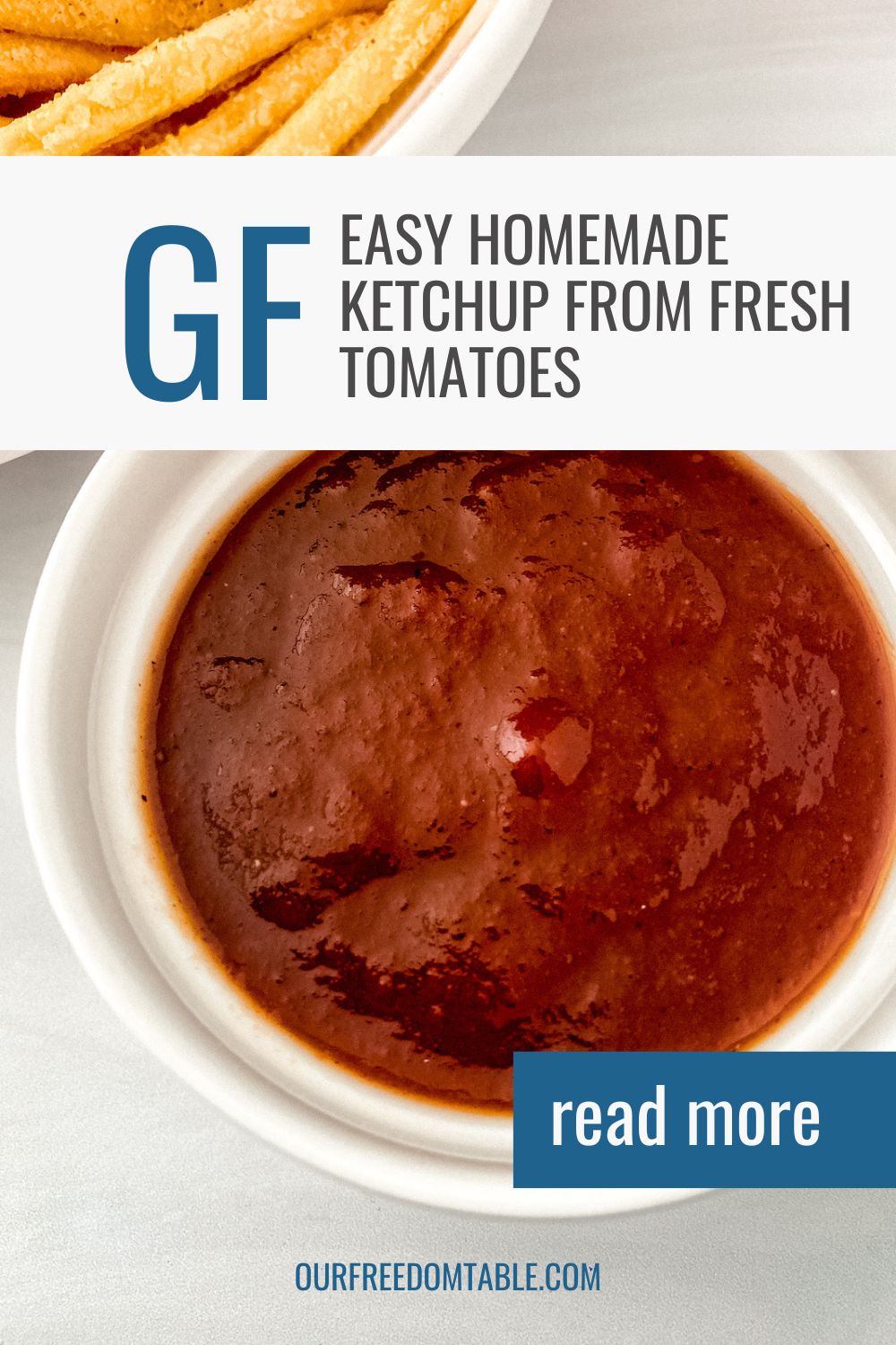 homemade ketchup from fresh tomatoes with French fries