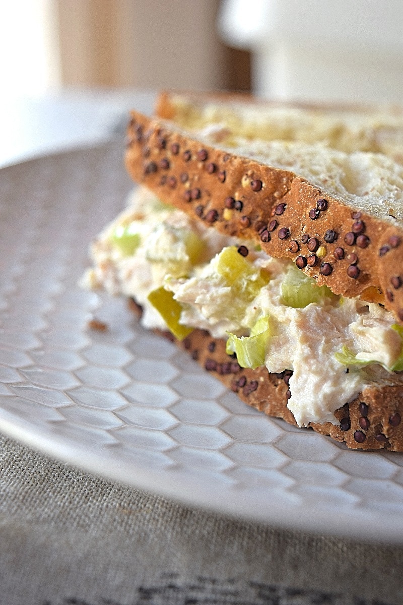 Close up of the tuna side sandwich