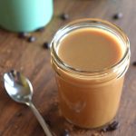 A jar of freshly made coconut caramel coffee