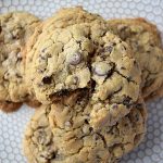 Close up of a gluten free chocolate chip cookie