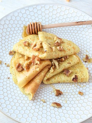 Close up of a plate of paleo crepes