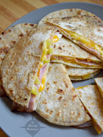 Ham and Cheese Quesadilla's with Pepperoncini's from A Stray Kitchen