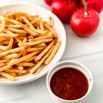 homemade ketchup from fresh tomatoes with French fries