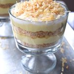 Side shot of paleo custard sitting on a metal tray